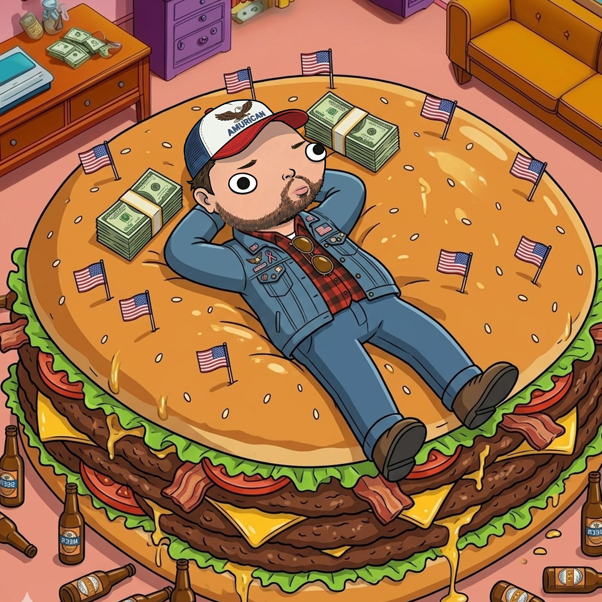 Amurican on a giant burger